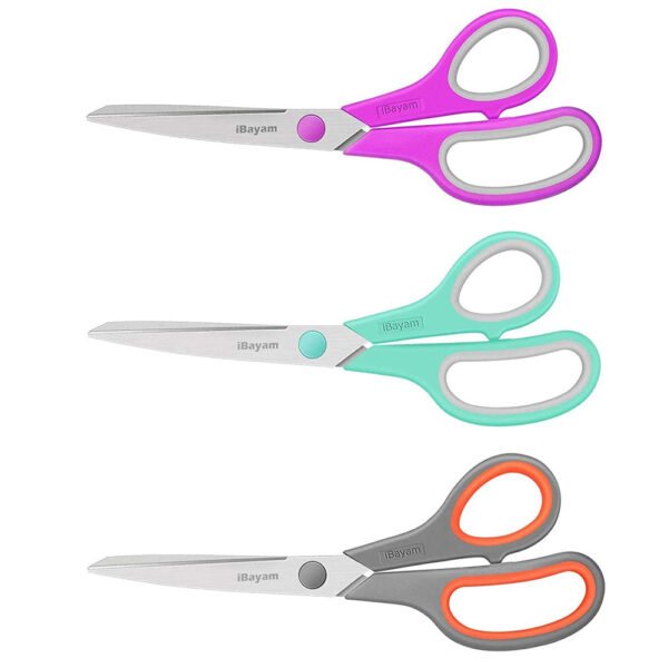 Scissors, iBayam 8" Multipurpose Scissors Bulk 3-Pack